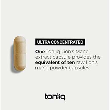 Toniiq 18,000mg 10x Concentrated Ultra High Strength Extract - Made with Lions Mane Mushroom - 30% Polysaccharides - Highly Concentrated and Bioavailable - 120 Veggie Capsules