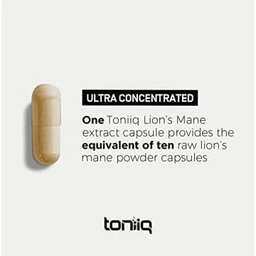 Toniiq 18,000mg 10x Concentrated Ultra High Strength Extract - Made with Lions Mane Mushroom - 30% Polysaccharides - Highly Concentrated and Bioavailable - 120 Veggie Capsules