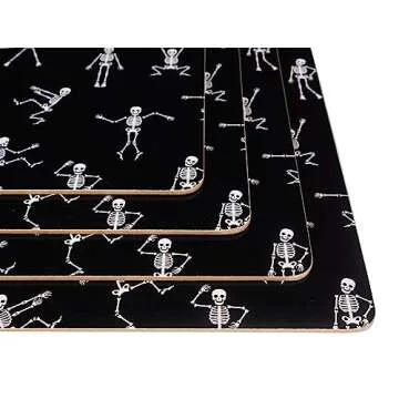 KAF Home Cork Placemats 16 x 12-Inch Set of 4 (Dancing Skeletons)