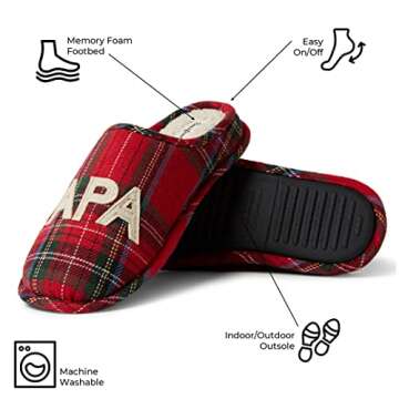 Dearfoams Men's Papa Bear Slipper, Tartan Plaid, X-Large