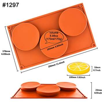 Funshowcase Large Round Disc Candy Silicone Mold 3-Cavity