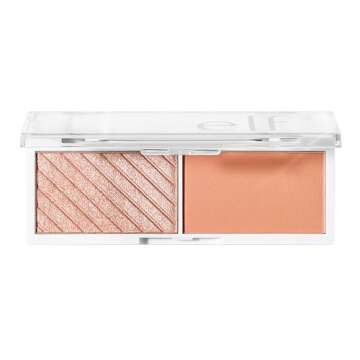 e.l.f. Cosmetics Bite-Size Face Duo, Highlighter, Bronzer & Blush Palette, Highly Pigmented, White Peach, 0.049 Oz (1.4g), 0.049 ounces