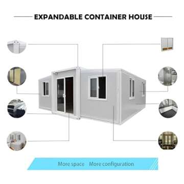 Portable Prefabricated Tiny House to Live in 19x20ft, Mobile Expandable Plastic Prefab House Includi...