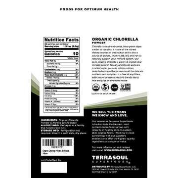 Terrasoul Superfoods Organic Chlorella Powder - Nutrient-Dense Algae for Detox and Wellness