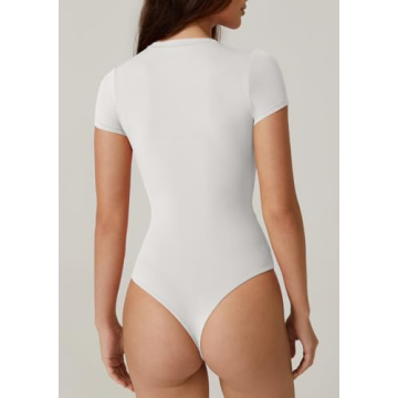 QINSEN Women's Crewneck Slim Fit Bodysuit - Soft & Sculpting