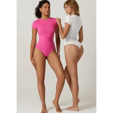 QINSEN Women's Crewneck Slim Fit Bodysuit - Soft & Sculpting