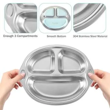 Durable Stainless Steel Suction Plates for Toddlers - Safe & Stylish