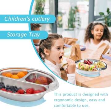 Stainless Steel Baby Suction Plates: Divided Plates Designed for Babies and Toddlers, Made of 100% Food-Grade Materials Ideal for Baby-Led Weaning BPA-Free Toddler Feeding Supplies Are Dishwasher Safe