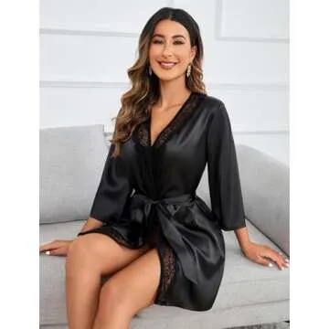 Avidlove Short Satin Kimono Robe for Women - Luxury Sleepwear