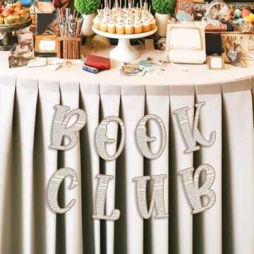 Funmemoir Book Club Decoration Banner, Book Party Decorations Reading Book Party Banner Library Deco...