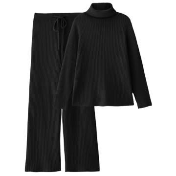 LILLUSORY Women's Cozy Ribbed Knit Sweatsuit Set - Trendy Fall 2024 Loungewear