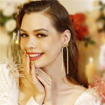 Elegant Bow Dangle Choker Necklace and Earrings Set