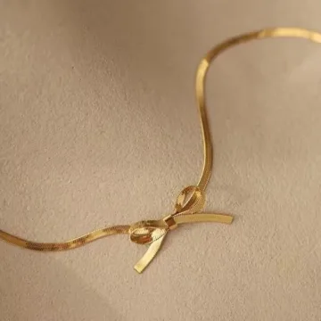 Elegant Bow Dangle Choker Necklace and Earrings Set