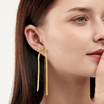 Elegant Bow Dangle Choker Necklace and Earrings Set