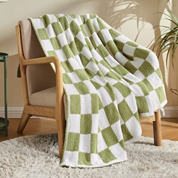 Fuzzy Checkered Blanket Lightweight Reversible Microfiber