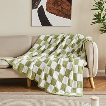 Fuzzy Checkered Blanket Lightweight Reversible Microfiber