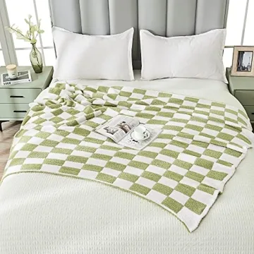Fuzzy Checkered Blanket Lightweight Reversible Microfiber