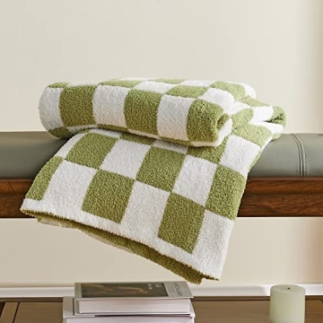 Fuzzy Checkered Blanket Lightweight Reversible Microfiber
