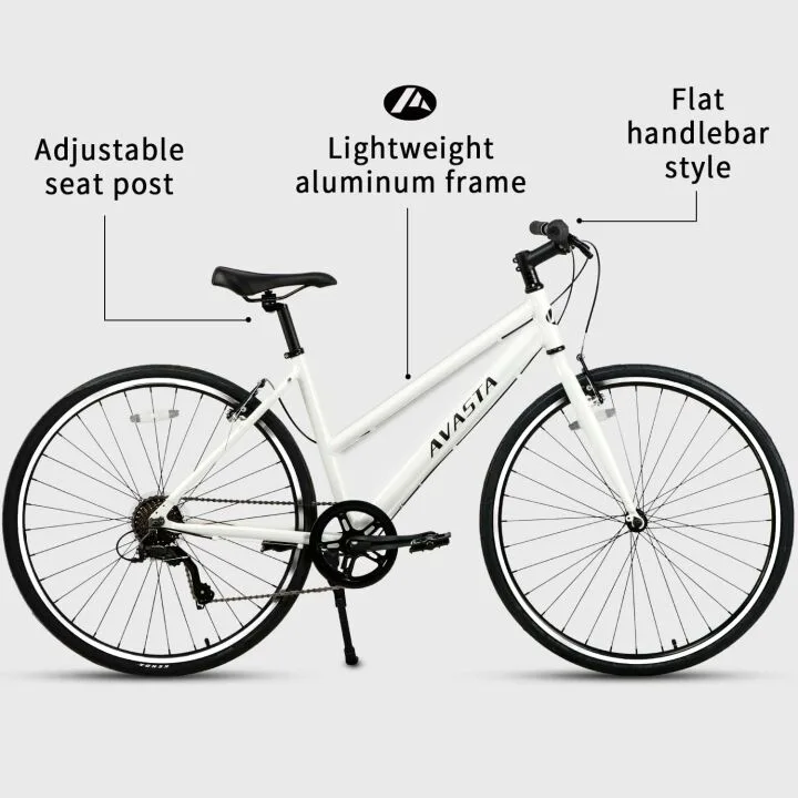 AVASTA Women's 7-Speed Hybrid Bike with Kickstand
