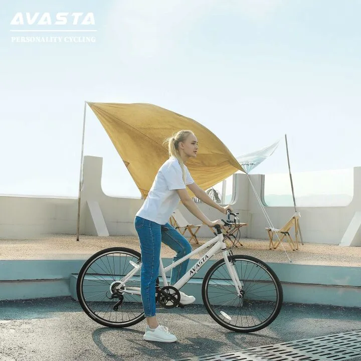 AVASTA Women's 7-Speed Hybrid Bike with Kickstand