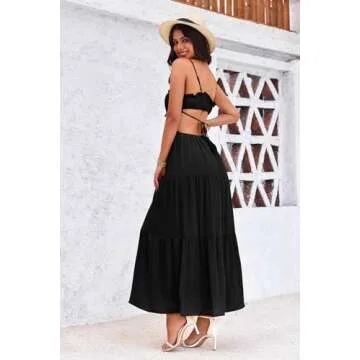 Fisoew Women’s Spaghetti Strap Maxi Dress for Summer