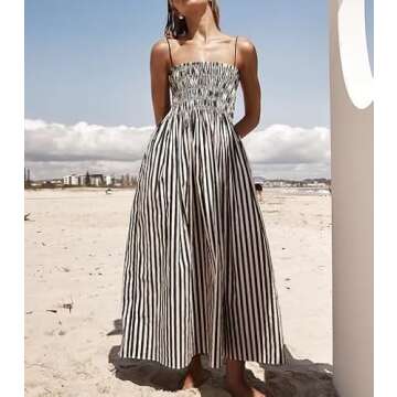 Stylish Striped Maxi Dress for Women - Lightweight & Elegant