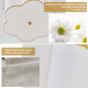 ELYCCUPA Semi-Flush Mount Ceiling Light with Off-White Fabric Drum Flower Shade 3-Light Brass Modern...
