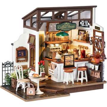 Rowood Miniature House Kit - DIY Tiny House Model with LED for Adults