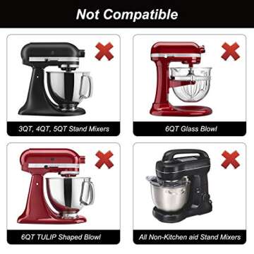 Flex Edge Beater for Kitchen Aid Mixer 6 Quart Bowl-Lift Stand Mixer Bowls, 6 QT Flat Edge Beater with Flexible Silicone Edges Bowl Scraper