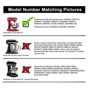 Flex Edge Beater for Kitchen Aid Mixer 6 Quart Bowl-Lift Stand Mixer Bowls, 6 QT Flat Edge Beater with Flexible Silicone Edges Bowl Scraper