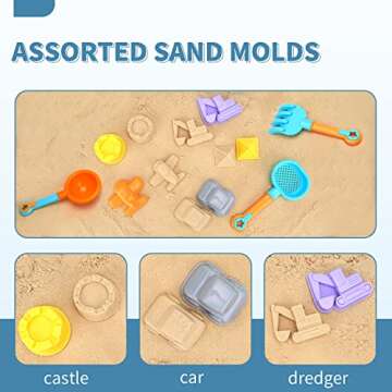AstarX Sand Toys,30 Pcs Beach Toys for Kids,Beach Ball,Truck,Molds,Beach Tools,Mini Flags,Mesh Bag Include