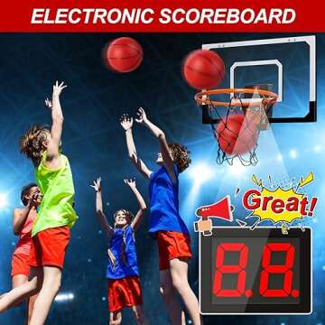 AOKESI Indoor Mini Basketball Hoop Set with 3 Balls for Kids and Adults - Portable Pro Mini Basketba...