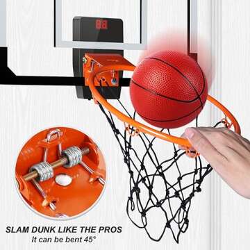 AOKESI Indoor Mini Basketball Hoop Set with 3 Balls for Kids and Adults - Portable Pro Mini Basketball Hoop for Door with Scoreboard Sport Basketball