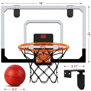 AOKESI Indoor Mini Basketball Hoop Set with 3 Balls for Kids and Adults - Portable Pro Mini Basketball Hoop for Door with Scoreboard Sport Basketball