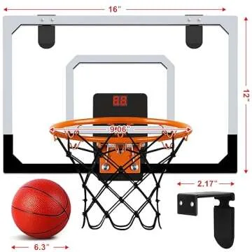 AOKESI Indoor Mini Basketball Hoop Set with 3 Balls for Kids and Adults - Portable Pro Mini Basketball Hoop for Door with Scoreboard Sport Basketball