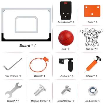 AOKESI Indoor Mini Basketball Hoop Set with 3 Balls for Kids and Adults - Portable Pro Mini Basketball Hoop for Door with Scoreboard Sport Basketball