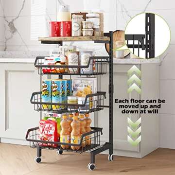 4-Tier Adjustable COVAODQ Fruit & Vegetable Basket Cart