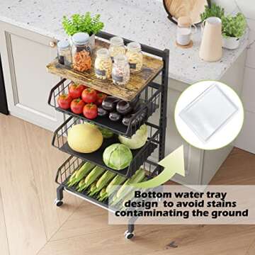 4-Tier Adjustable COVAODQ Fruit & Vegetable Basket Cart