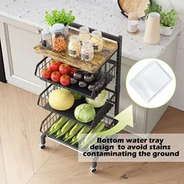 4-Tier Adjustable COVAODQ Fruit & Vegetable Basket Cart