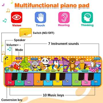 Kids Musical Piano Mats with 25 Music Sounds - Early Education Playmat for Toddlers