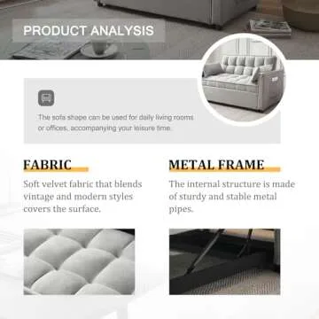 Modern Velvet 3-in-1 Sofa Bed with Storage and Pillows