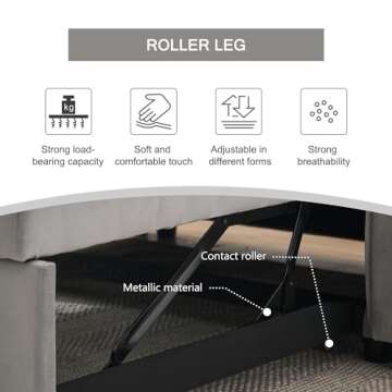 FENFSHE Modern Velvet 3-in-1 Convertible Sofa Bed with Adjustable Backrest and Storage, Includes Pillows, Ideal for Living Room or Bedroom(Grey)