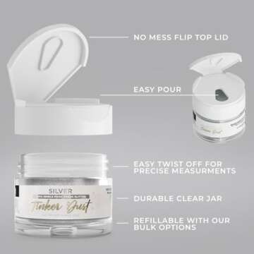 Bakell - Silver Tinker Dust (5g, 1x Jar) Edible Glitter for Food, Desserts, and Beverages!