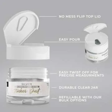 Bakell - Silver Tinker Dust (5g, 1x Jar) Edible Glitter for Food, Desserts, and Beverages!