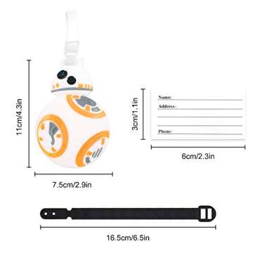 4 Pcs Set Star Wars Kylo Ren BB8 Stormtrooper R2D2 Silicone Travel Luggage Baggage Identification Labels ID Tag for Bag Suitcase Plane Cruise Ships with Belt Strap