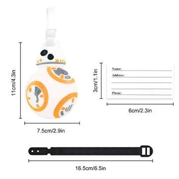 4 Pcs Set Star Wars Kylo Ren BB8 Stormtrooper R2D2 Silicone Travel Luggage Baggage Identification Labels ID Tag for Bag Suitcase Plane Cruise Ships with Belt Strap