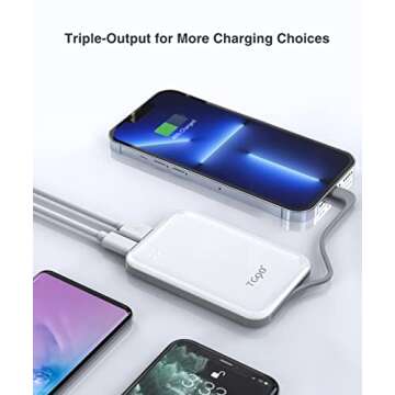 TG90° 4500mah Mini Portable Charger with Built-in Cable, Small Power Bank Portable Cell Phone Charger Compatible with iPhone 13/13 Pro Max/12/12 Pro Max/11/11 Pro Max/X/XS/8/7/6/SE and More