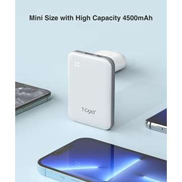 TG90° 4500mah Mini Portable Charger with Built-in Cable, Small Power Bank Portable Cell Phone Charger Compatible with iPhone 13/13 Pro Max/12/12 Pro Max/11/11 Pro Max/X/XS/8/7/6/SE and More