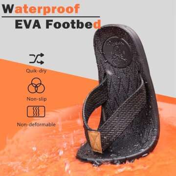 KuaiLu Men's Flip Flops - Comfortable Arch Support Sandals for Summer Adventures