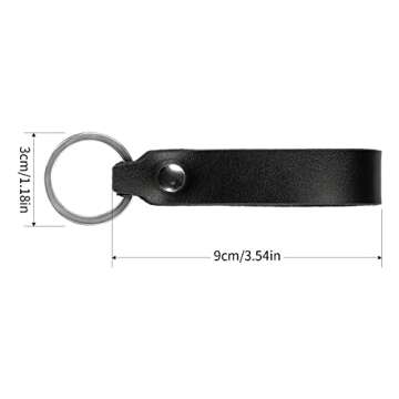 Zafolia Genuine Leather Keychain for Car Home Key Ring Strap Holder Lanyard Women Men (black)